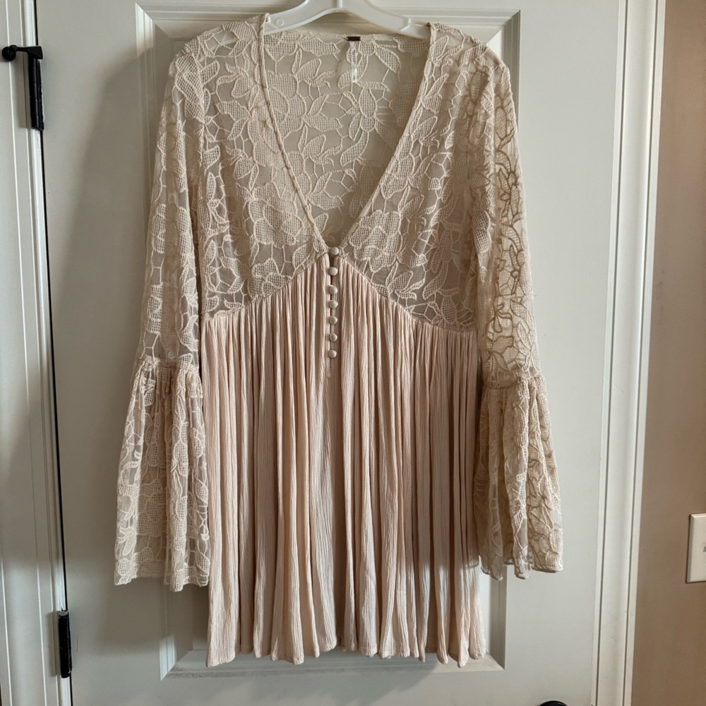 Free People Cream Floral Lace mini dress